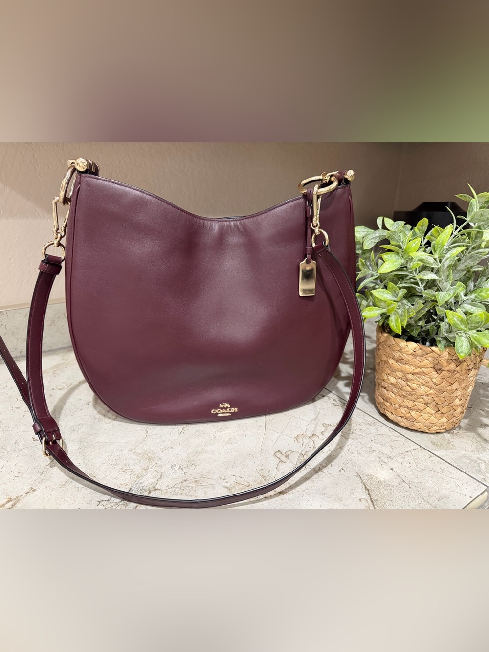 Coach Nomad Burgundy Leather Hobo with Gold Hardware - Picture 3 of 15
